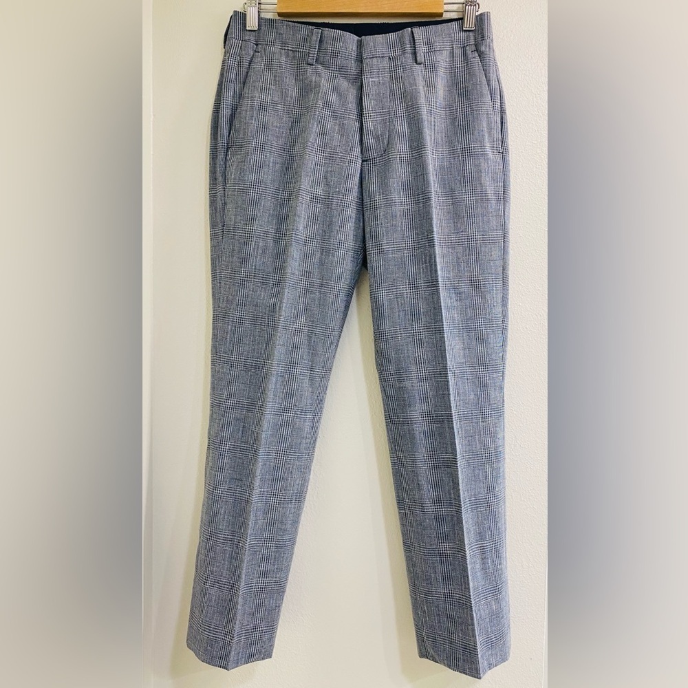 NWOT Bonobos Blue and Gray Plaid Wool Pants Size 29x30